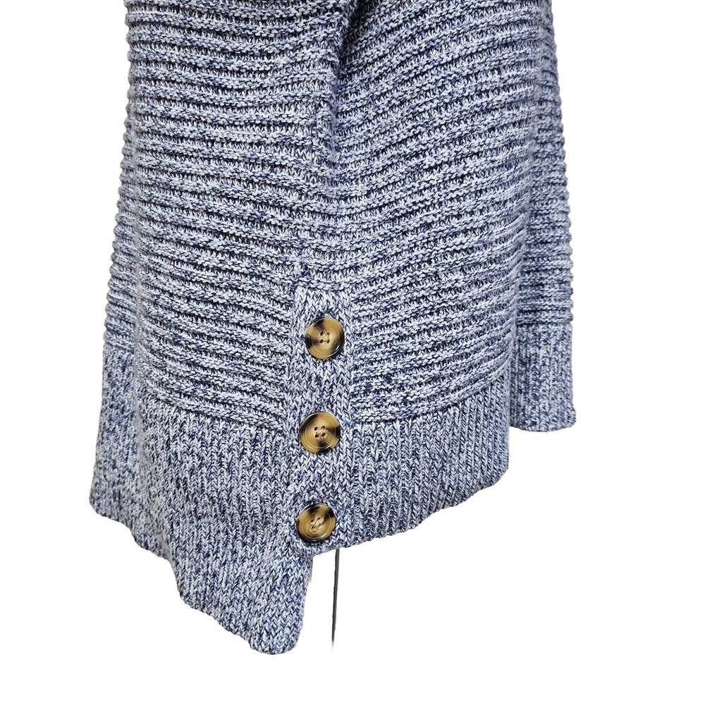 Joie Blue Marled Button Side Pullover Sweater Size L - Picture 4 of 6